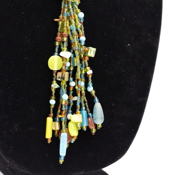 Artisan multi strand tassel necklace Shades of the ocean beads Mermaidcore - Picture 15 of 15